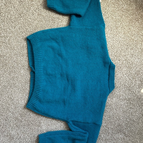 Teal Kids Cardigan with Floral Design - Picture 3 of 5